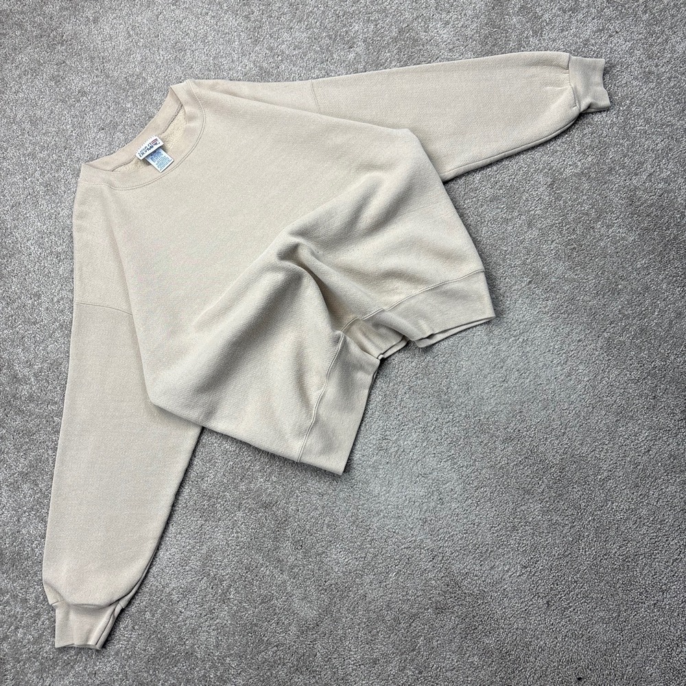 Vintage Y2K Beige Blank Sweatshirt XL